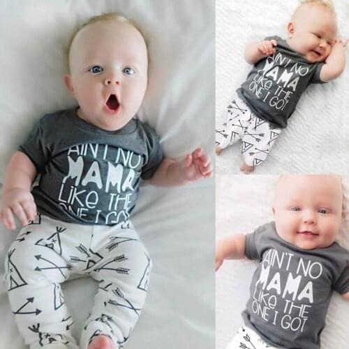 2018 Summer Baby Girls Clothing Set Letter Ain't No Mama Like The One I Got T-Shirt + Arrow Pants 2pcs bebe kids Boys Clothes