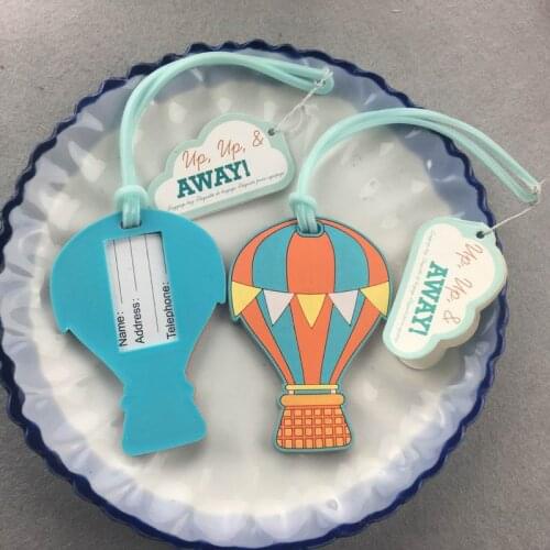 300pcs/Lot NEW Wedding Favors "Up, Up & Away" Hot Air Balloon Luggage Tag Rubber Tags Bridal Shower Favor