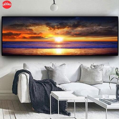 5D DIY Diamond Painting Natural scenery, sunset cloud beach Hot selling home art cross stitch full squareround diamond