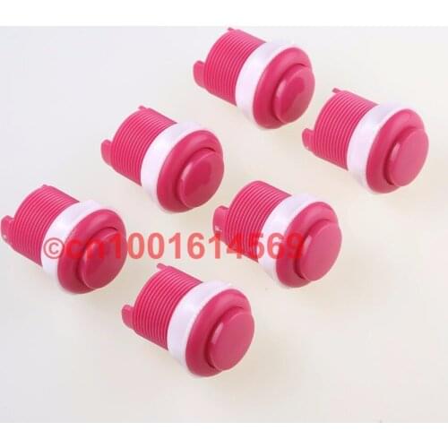 Reyann 6x 30mm Arcade Buttons For Arcade Machine DIY Parts Push Buttons To MAME Cabinet & PC Computer Game & Video Games - Pink