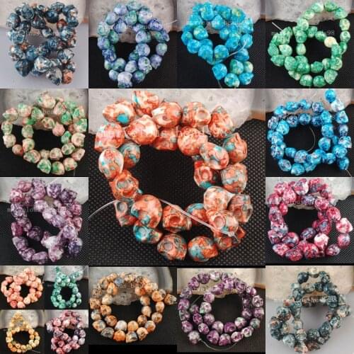Free Shipping Fashion Jewelry 10x10mm 12x12mm Ocean Jad Ghost Head Loose Beads 15.5" WB349