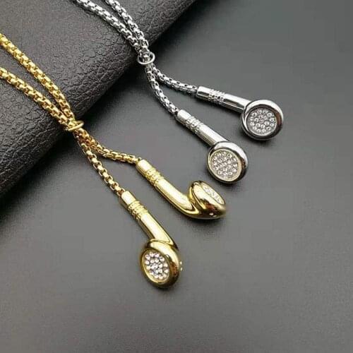 Funmode Hip Hop Stainless Steel Link Chain Earphone Pendant Necklace For Women Men Jewelry Accessories bola de grossessFN142