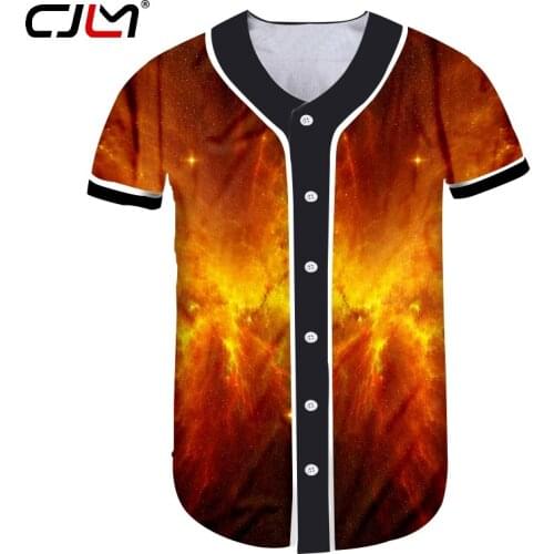 CJLM Mens Hot Sale Winter Baseball Shirt 3D Printed T-shirt Colorful Starry Sky Casual Creative Design Man Oversized Tshirt