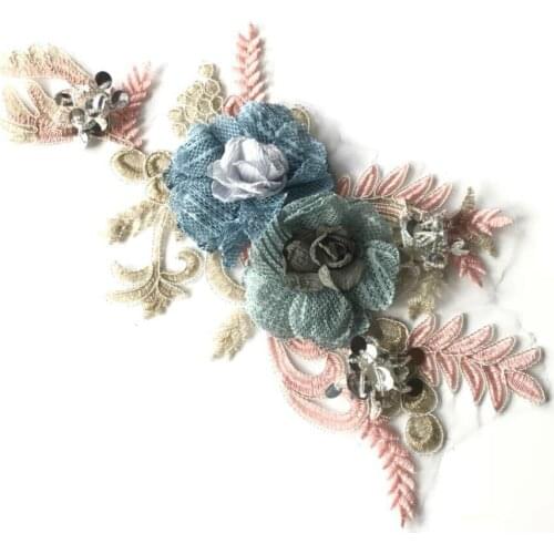Color embroidery lace applique patch 3D flower cloth patching fashion womens clothes decorated pattern flowers