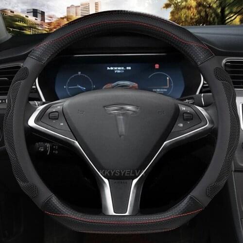 D shape For Tesla Model 3 2017 2018 2019 2020 Car Steering Wheel Cover Non-slip Microfiber Leather Auto interior Accessories