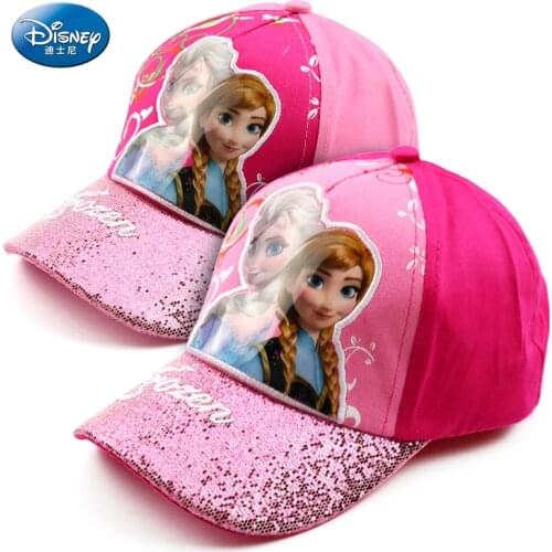 Disney Frozen Princess Elsa Lovely Baby Girl Hat Cartoon Kids Baseball Cap For Children Hip Hop Sun Caps Cartoon Sequins Hats