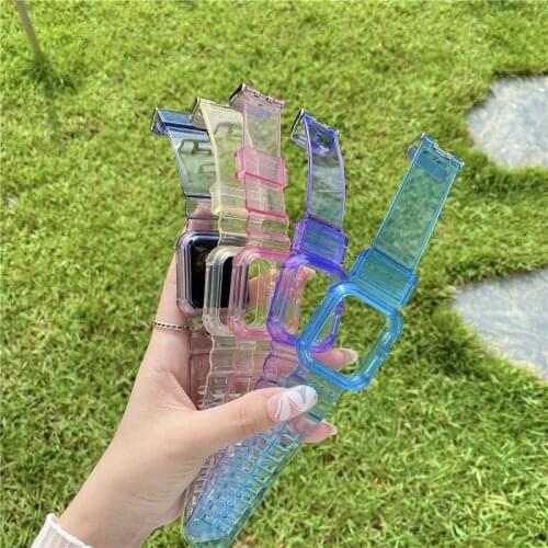 For Apple Watch Series 6 5 4 3 2 1 SE Tough Armor Silicone Light Variation Protective Case Band Strap Cover