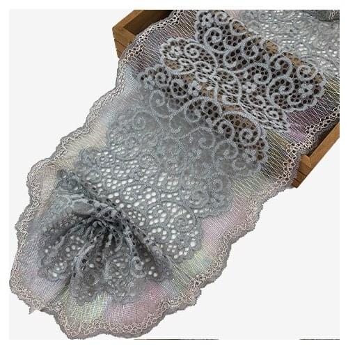 1 Meter Deep Red Handmade Hair Decoration Wide Stretch Lace Trim Wedding Dress Skirt Accessories Elastic Lace Trim 24CM