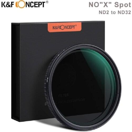 K&F Concept NO"X" Spot ND2 to ND32 Fader ND Filter 52/58/62/67/72/77/82mm Neutral Density Variable Filter For Canon Nikon Sony