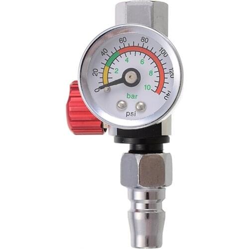 Hot Sale 1/4" Air Regulator Metal 1/4" Mini Air Regulator Valve Tool Tail Pressure Gauge w/ Nozzle For Spray Tool