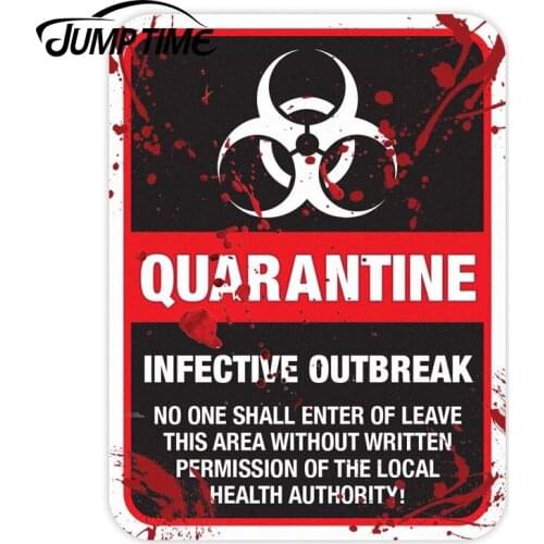 JumpTime 13cm X 9.75cm Halloween ZOMBIE Warning Quarantine Infected Area Caution Car Sticker Decals The Whole Body Bumper
