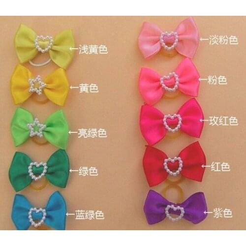Small Handmade Cat Dog Accessories Pearl Mixed Designs Pet Hair Bows Dog Grooming Hair Bows Charms 100pcs/lot