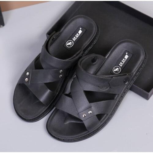Mens Sandals Soft Bottom Summer New Trendy Slippers Dual-use Beach Shoes Outdoor Leisure Sandals and Slippers Men