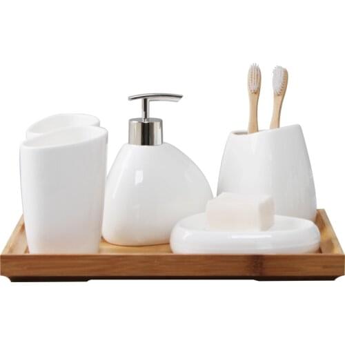 Ceramics Bathroom Accessories Set Soap Dispenser/Toothbrush Holder/Tumbler/Soap Dish Bathroom Products