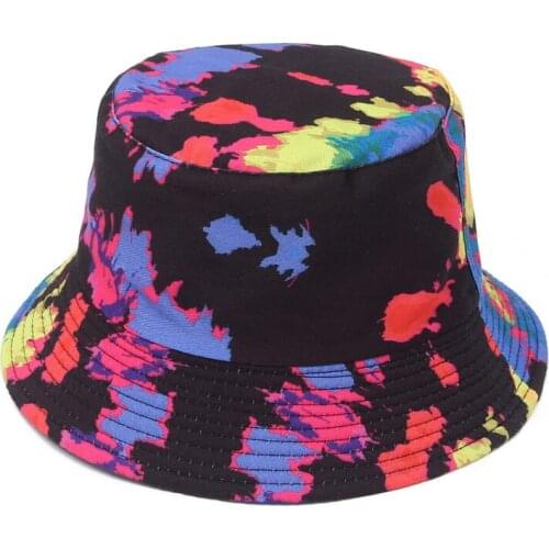 2021 Popular Double-Sided Bucket Hat Women Girls Outdoor Summer Caps Cotton Tie dye Fisherman Cap