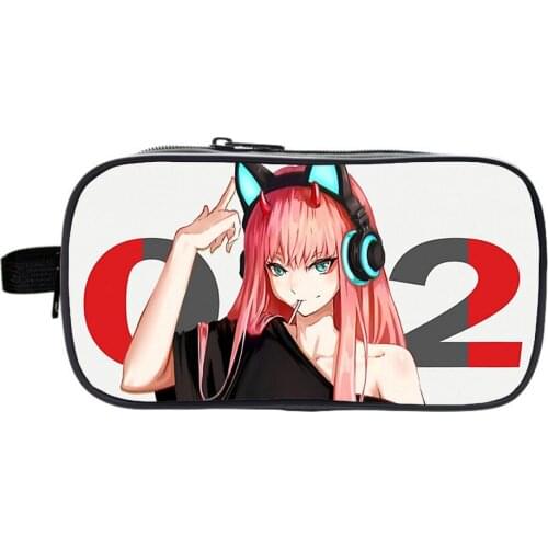 Darling In The Franxx Pencil Case Cartoon ZERO TWO Anime Pencil Box Cute Kids Double-layer Pen Bag Boys Girls Stationery Pen Box