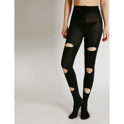 Sexy Fashion Jacquard Hole Tights High Flexible Thick Pantyhose Womens Stockings