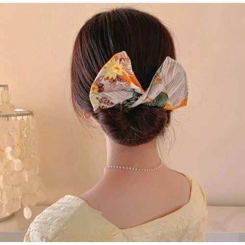 New Women Elegant Solid Print Bun Maruko DIY Hairstyle Making Hold Long Tools Bow Headband Hairbands Fashion Hair Accessories