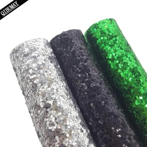 QIBU 3pcs A4Size Chunky Glitter Fabric Shiny Thickness Faux Leather Sheets DIY Hairbow Accessories Handmade Bag Earring Material