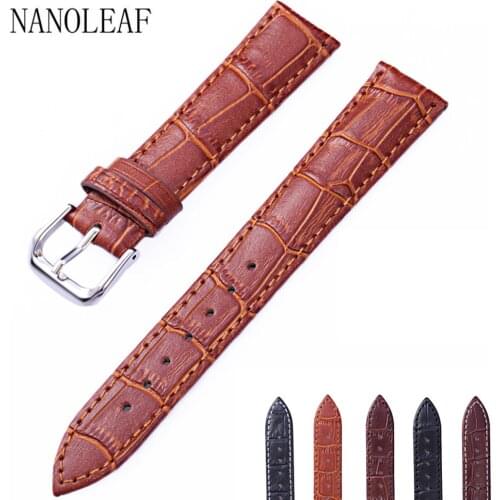 Leather Watch Band Alligator Grain Embossed Pattern Calfskin Replacement Strap for 14MM 16MM 18MM 20MM 22MM 24MM Wristband