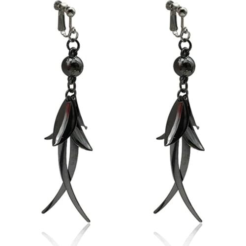 Vintage Elegant Natural Dangle Sequin Earrings for Women Fashion Gold Geometric Clip on Earring Jewelry Hypoallergenic