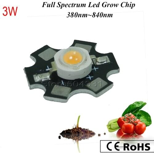 100pcs 3w led grow light chip cob full spectrum 380-840nm 3w DIY led grow light chip for growth and bloom