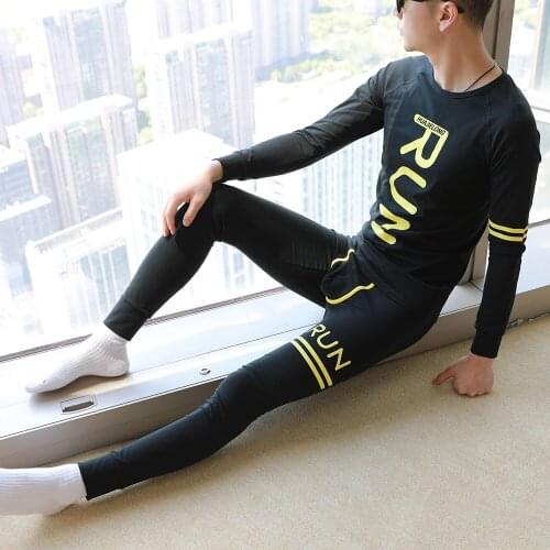 2020 Mens Thermal Underwear Sets Men Winter RUN Printing Long Johns Clothes Thicken Fine Velvet Wide Belt Heren Thermo Kleding