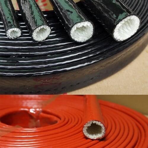 65-130mm Thickened Fire Proof Tube Silicone Fiberglass Cable Sleeve High Temperature Oil Resistant Insulated Wire Protect Pipe