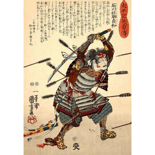 Vintage Japanese Japan Kuniyoshi fight samurai Art print Silk poster Home Wall Decor