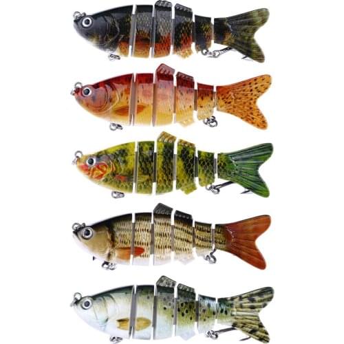 YUZI Jointed Fishing Lure 6 Segment Hard Swimbait Crankbait Wobblers Isca Artificial Fishing Tackle 5PCS Kit