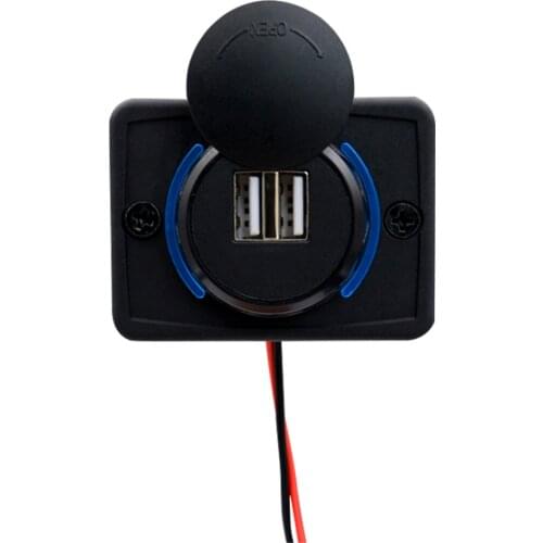 Dual USB Charger Socket 12V 24V for Car Truck ATV Boat RV 2.4A 4.8A 3.1A 2USB Power Outlet Adapter With LED Light Dustproof