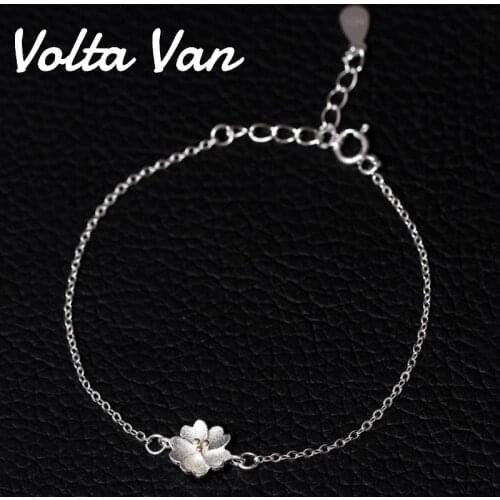 Volta Van Women Charm Bracelets 925 Sterling Silver 2021 New Elegant Fine Jewelry Mori Romantic Sakura Flower Concise Bracelets