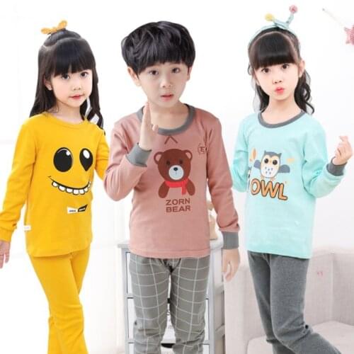 2 Pieces Boys Girls winter Pajamas Cartoon Print Sleepwear Baby kids Nightwear Clothes Pajama Sets Cotton Childrens Pyjamas