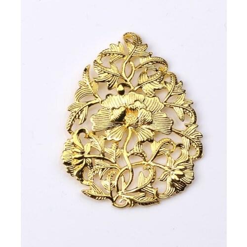 10PCS 27*56mm 45*50mm Metal Alloy Gold Silver Color Flowers Pendant Connectors Charm For Jewelry Making