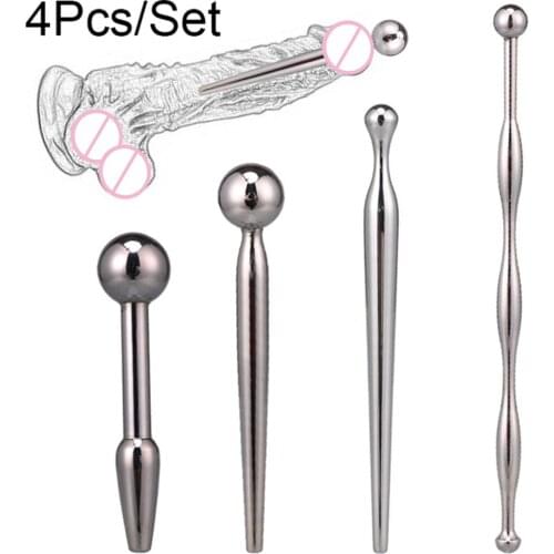 4pcs/set Horse Eye Dilator Chastity Urethral Sounding Set Metal Urethral Plug Sounds Catheters Adult Sex Toys for Men Couples 18