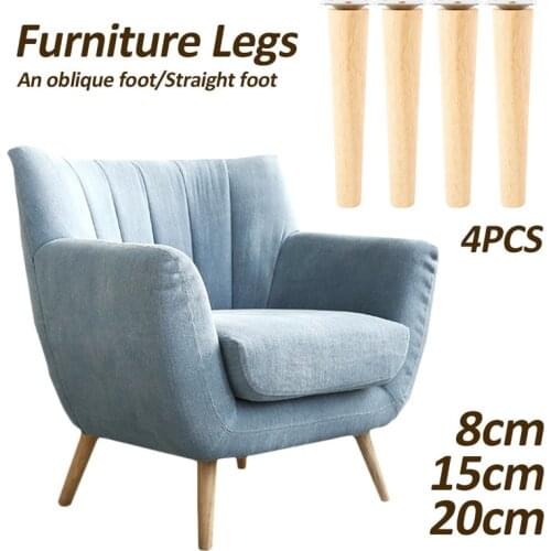 4Pcs/Set Height 8/15/20CM Solid Wood Furniture Leg, Inclined Cone Sofa Bed Cabinet Table and Chair Replacement Feet Sloping Feet