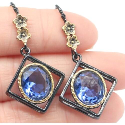 44x21mm Vintage Jewelry Pendant for Women Created Pink Kunzite Gothic Black Gold Color HipHop Punk