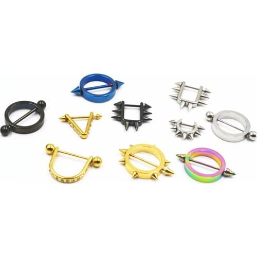 50PCS Free Shippment Body Jewelry- Surgical Steel Nipple Breast Piercing Nipple Barbells 16g 14g Mix Styles