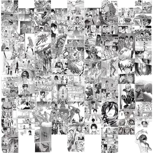 50Pcs Attack on Titan Anime Panel Aesthetic Photo Wall Collage Kit Manga Cool Bedroom Home Dormitory Decoration for Teens Adults
