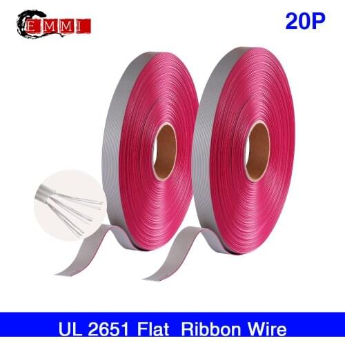 76 meters PVC material Tinned copper UL 2651 Grey Flat Ribbon Cable Pitch 1.27MM 28AWG 20 Pin For LED display screen