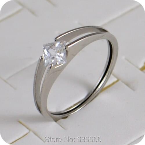 9x Transparent Square CZ Engagement Wedding Ring Enragement ring for Women Stainless Steel Ring Cubic Zirconia Fashion Jewelry