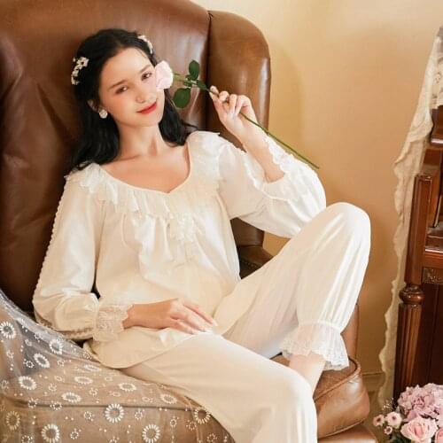 White Sexy Women Sleep Nightwear Suits Night Lace Pajama Sets Sleepwear 2 Pieces Backless Long Homewear