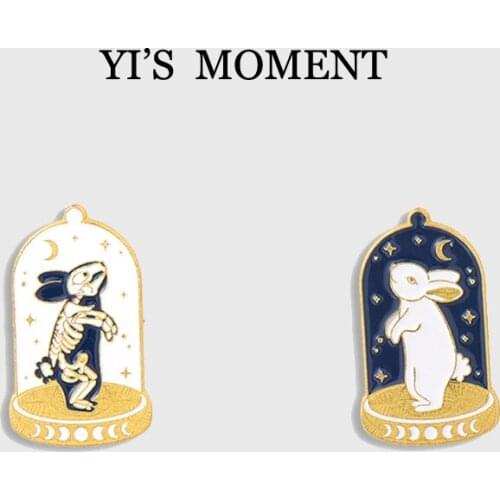 White rabbit in cage Cute Cartoon Enamel pin Badge Shirt Denim Lapel Pins Backpack Bag Accessories