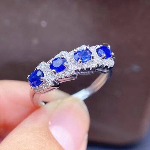 Pure Quality Sapphire Ring 100% Natural real sapphire ring 925 sterling silver Fine handworked jewelry Finger rings