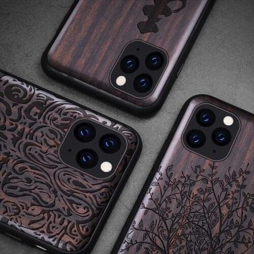Black Wood 11 Pro Case For iPhone 11 Pro Max Case Wooden SE 2020 Cover TPU Coque For iPhone 7 8 Plus X XR XS Max11 Pro Funda