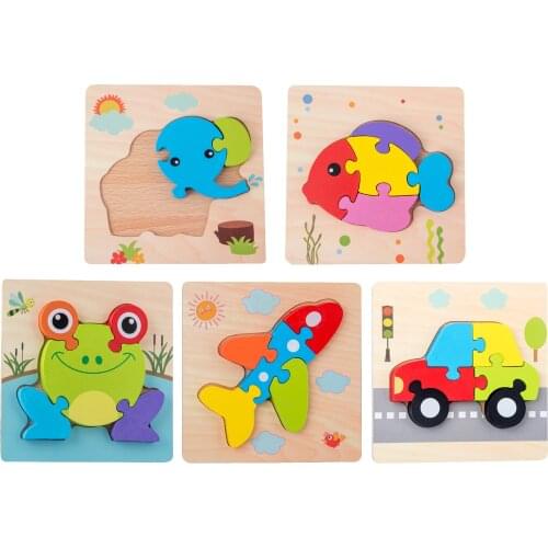 Toddler Baby Wooden Jigsaw Puzzles for Toddlers Kids Early Education Toys, Shape Color Recognition