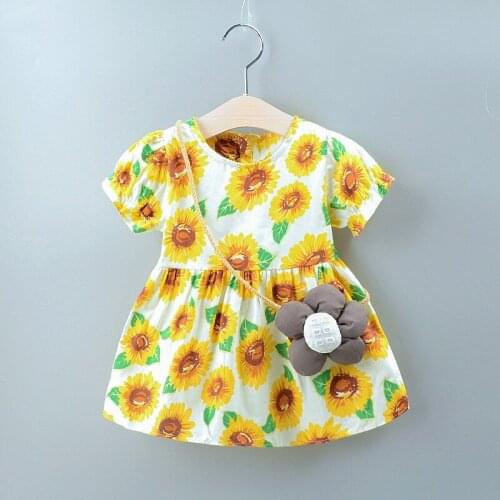 Girl Dress New Baby Dresses Pattern Print Floral Cotton Birthday Princess Dress Female Baby Summer Clothes Kids Girl Clothes