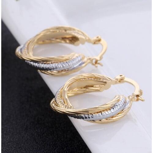 Two Tone Simple Spiral Ear Earrings Fashion Copper Earrings Jewelry