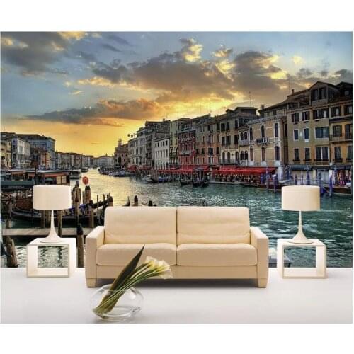 Custom photo mural on the wall 3d wallpaper Venice Water City Boat background home decor living room wallpaper for walls 3 d