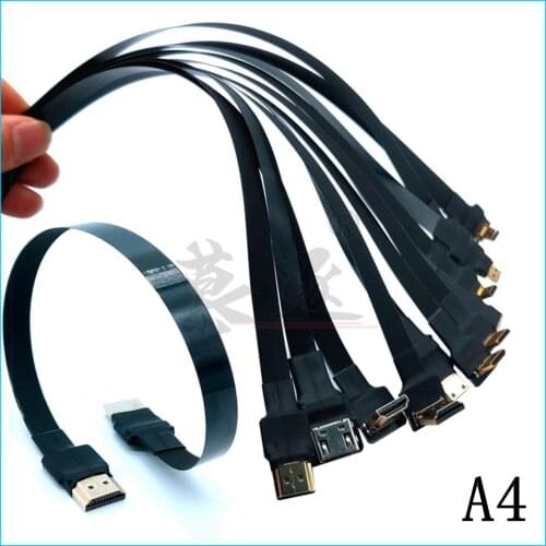 FPV HDMI- compatible female to HDMI male 90 degree Down Adapter FPC Ribbon Flat HDMI Extension Cable Pitch 20pin Plug Connector